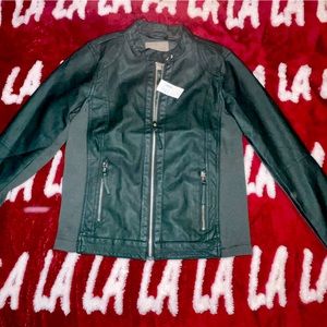Forest green faux leather jacket